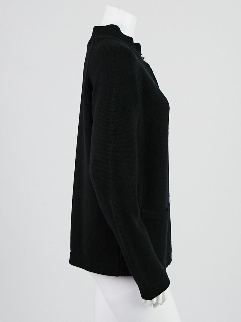Chanel Black Cashmere CC Turnlock Cardigan Sweater Size 10/42