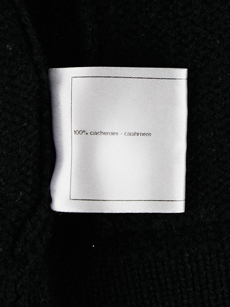 Chanel Black Cashmere CC Turnlock Cardigan Sweater Size 10/42