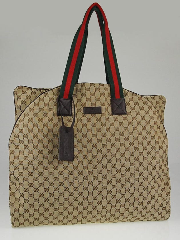 Gucci Beige/Ebony GG Canvas Vintage Web Garment Bag