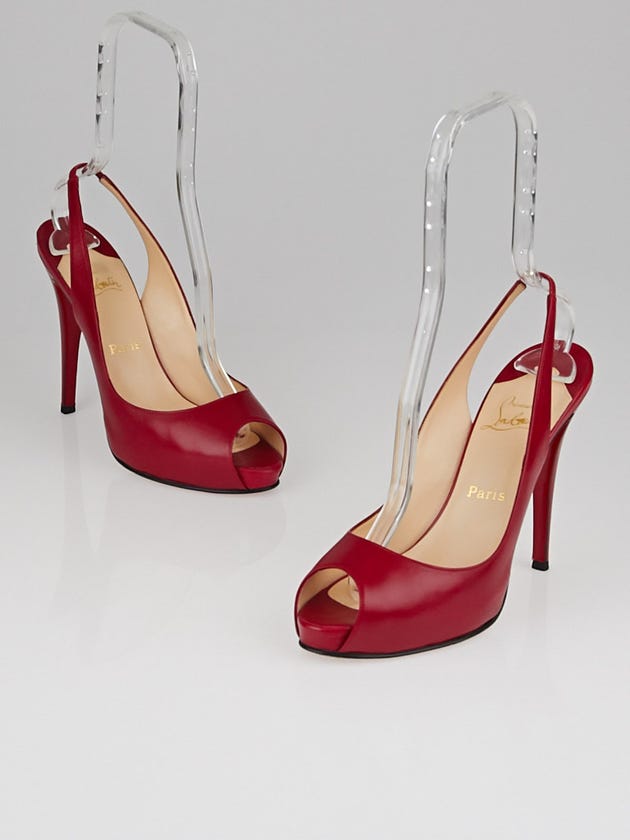 Christian Louboutin Red Leather No Prive 120 Slingback Heels Size 10/40.5