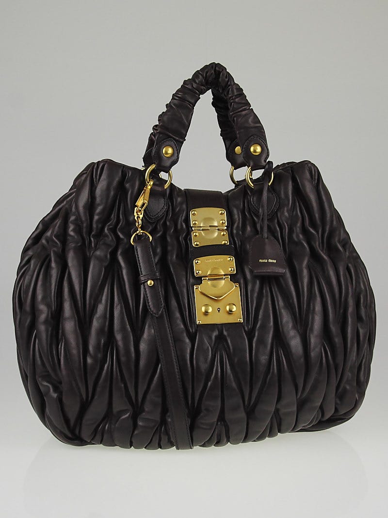 Miu Miu Nappa Leather Shoulder Bag in Black