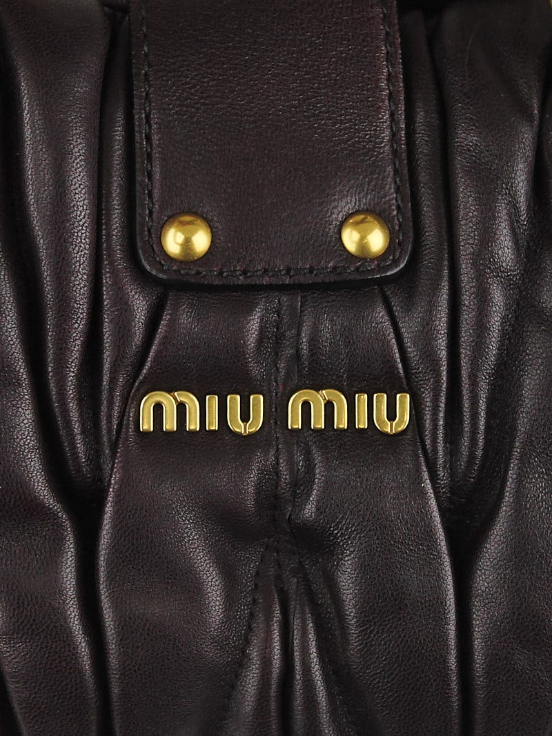 MIU MIU Leather Matelasse Shopping Tote Prugna 26854