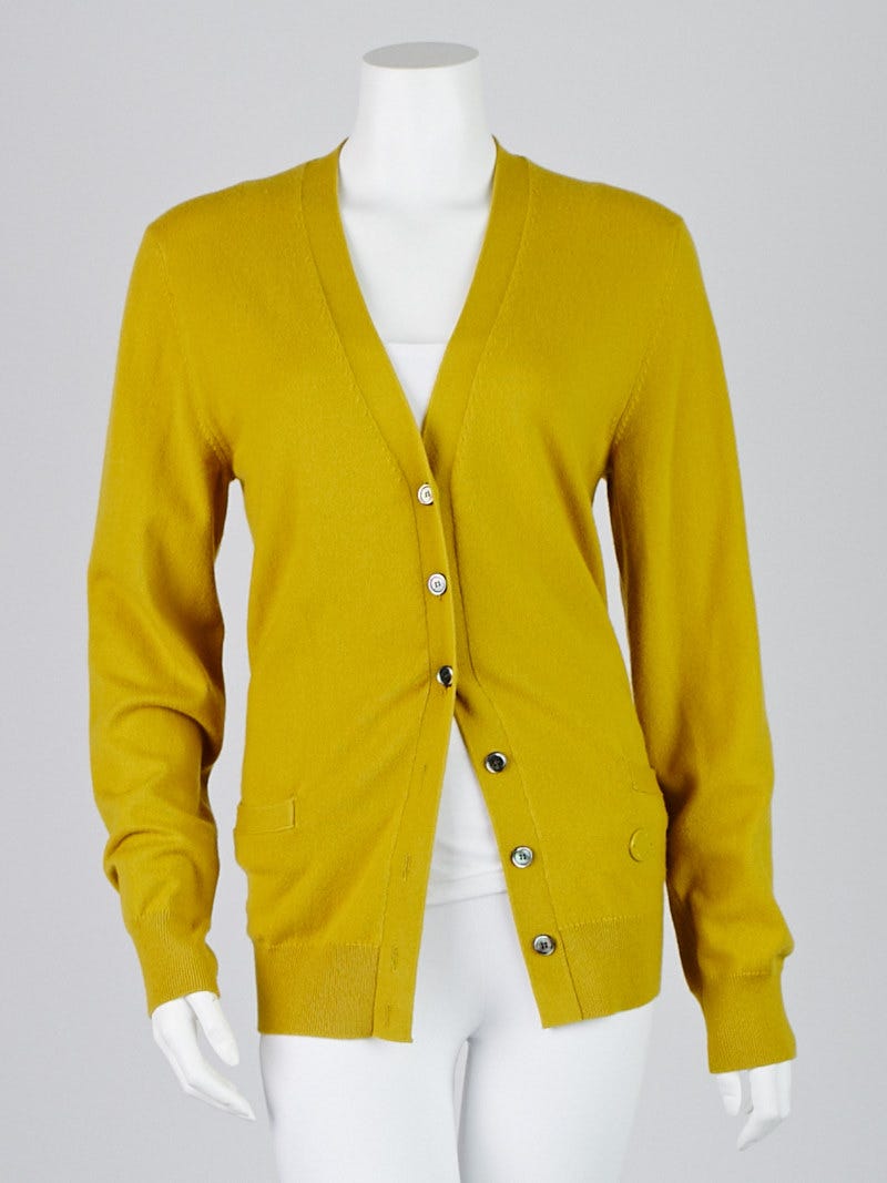 Louis Vuitton Chartruese Cashmere Blend V-Neck Cardigan Sweater Size L -  Yoogi's Closet