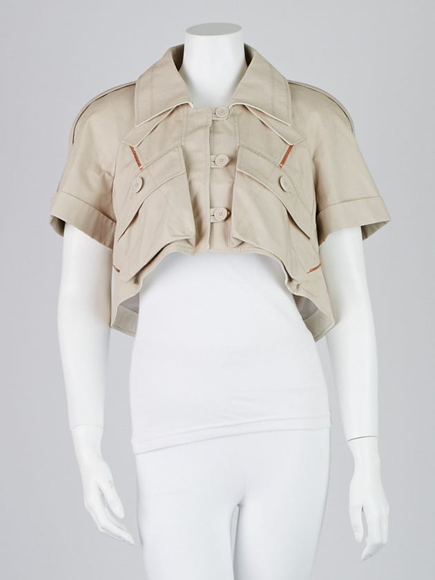 Louis Vuitton Cotton Blend Beige Cropped Jacket Size 10/42