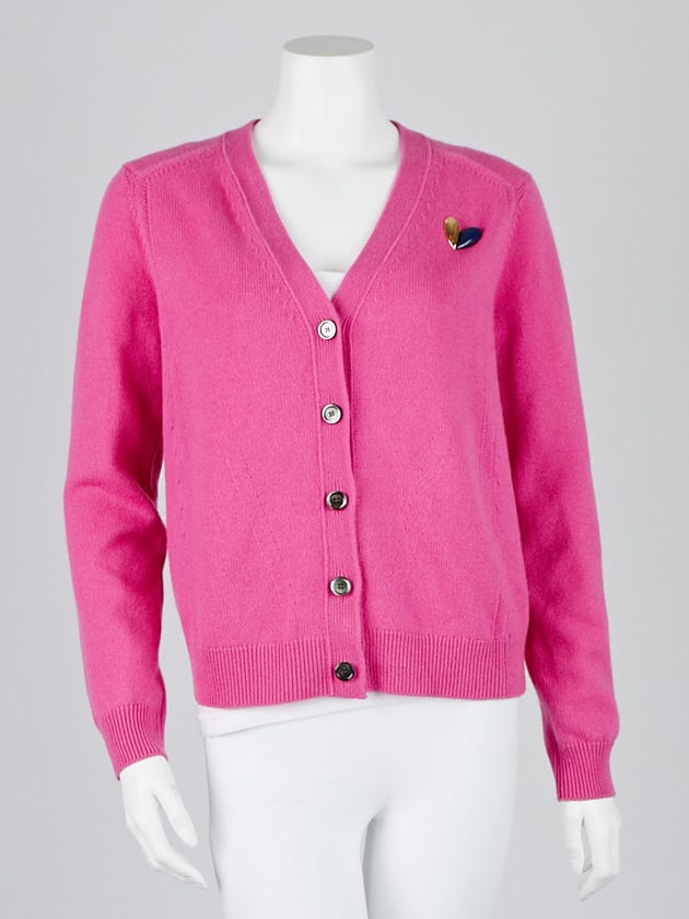 Louis Vuitton Pink Cashmere Rear Zip Cardigan Sweater Size Large