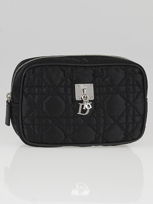 Christian Dior Black Cannage Quilted Nylon Charm Trousse Cosmetic Bag