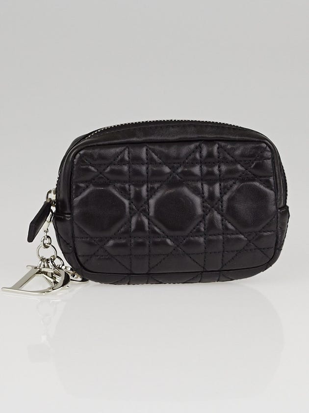 Christian Dior Black Cannage Quilted Leather Small Square Pouch