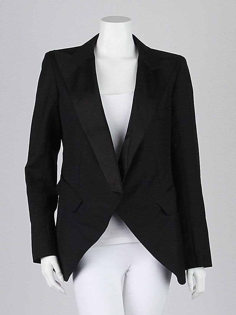 Louis Vuitton Black Wool Tuxedo Blazer Jacket Size 8/40 - Yoogi's