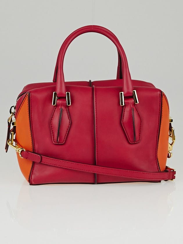 Tod's Red/Orange Leather D-Cube Mini Bowler Bag