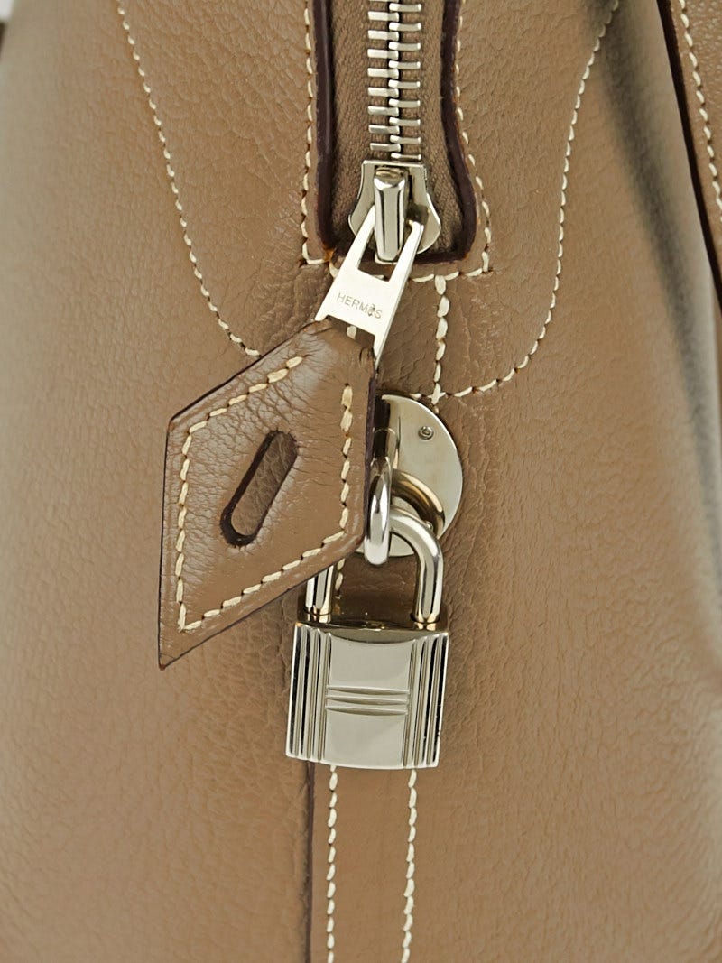 Hermes 31cm Etoupe Chevre Mysore Leather Palladium Plated Bolide Bag -  Yoogi's Closet