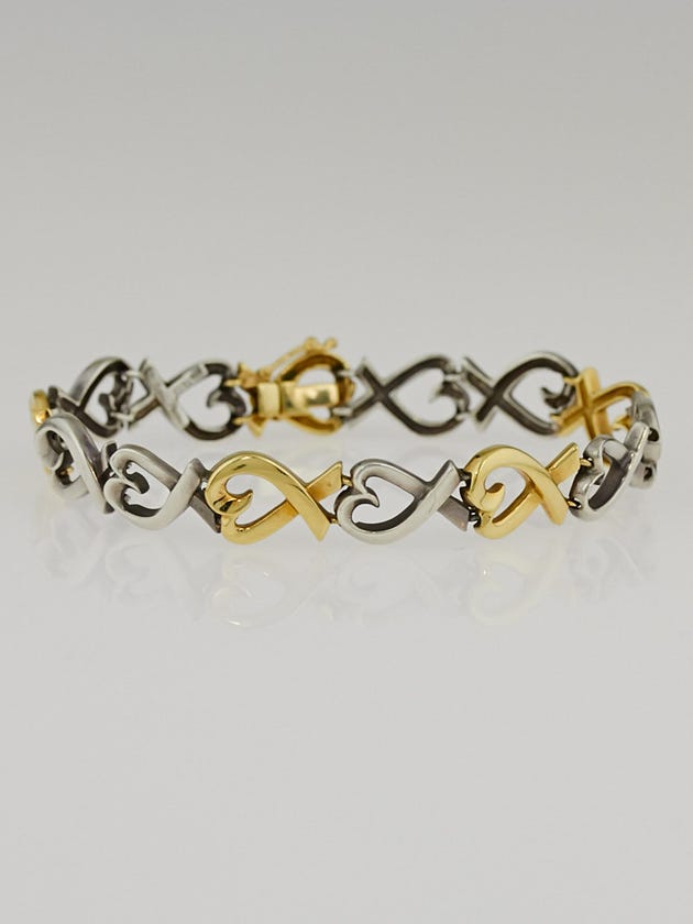 Tiffany & Co.18k Gold and Silver Paloma Picasso Loving Heart Bracelet