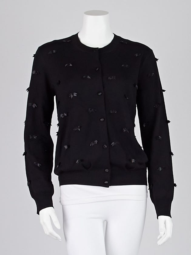 Louis Vuitton Black Wool Bows Cardigan Sweater Size M