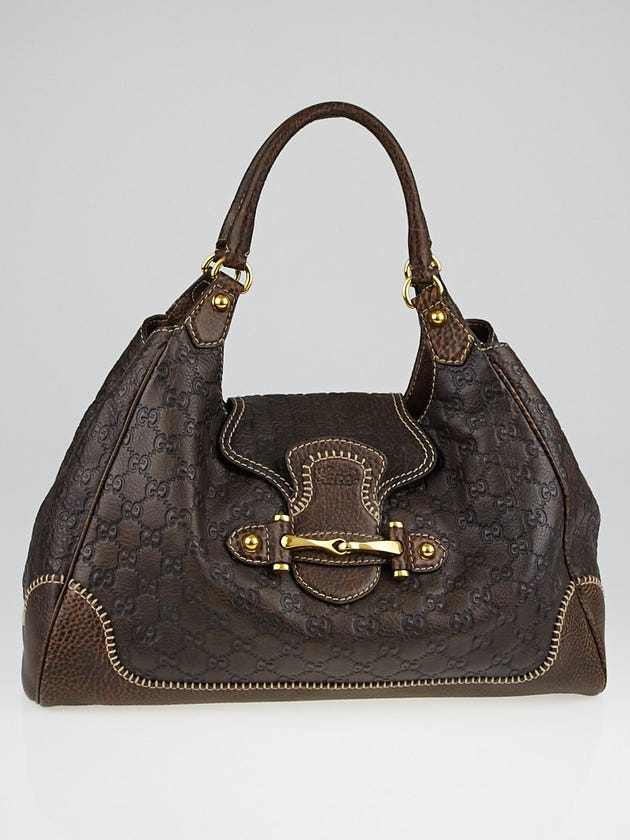 Gucci Dark Brown Guccissima Leather New Pelham Large Shoulder Bag 