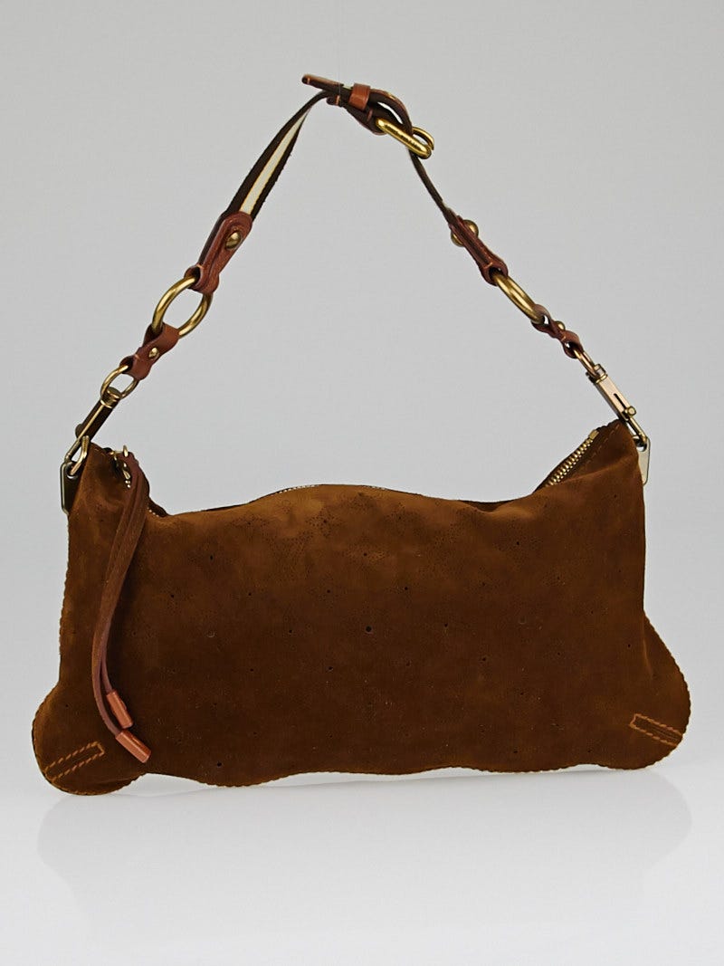 L*V Limited Edition Suede Monogram Onatah Pochette Shoulder Bag