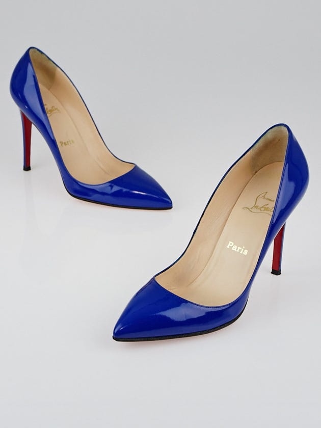 Christian Louboutin Bright Blue Patent Leather Pigalle 100 Pumps Size 10.5/41