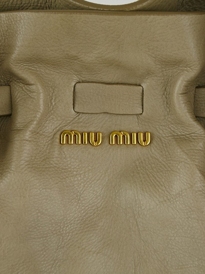 Miu Miu Brown Vitello Lux Leather Peggy Bow Tote Bag - Yoogi's Closet