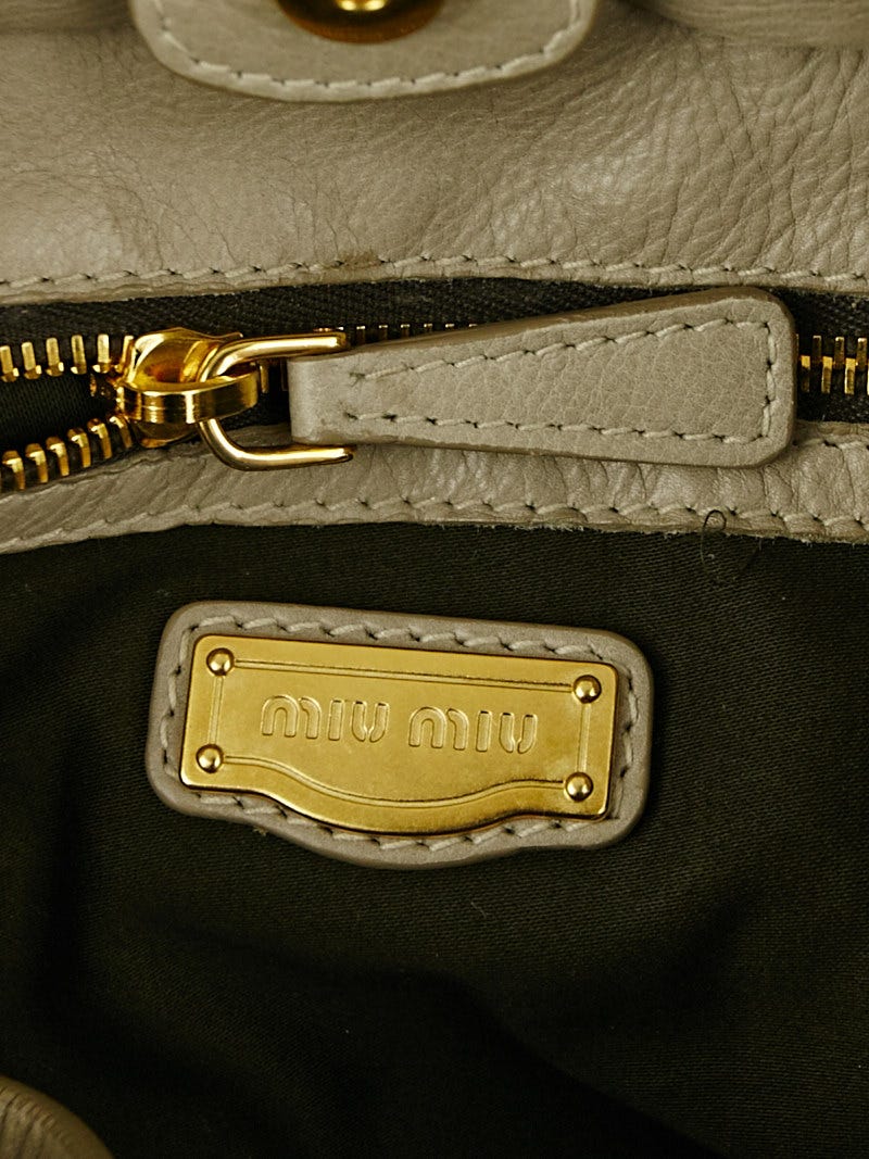 Miu Miu Alluminio Vitello Lux Leather Peggy Bow Tote Bag - Yoogi's