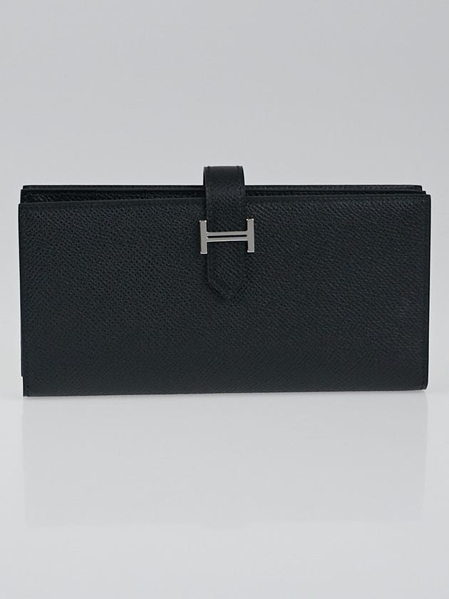 Hermes Black Epsom Leather Bearn Gusset Wallet
