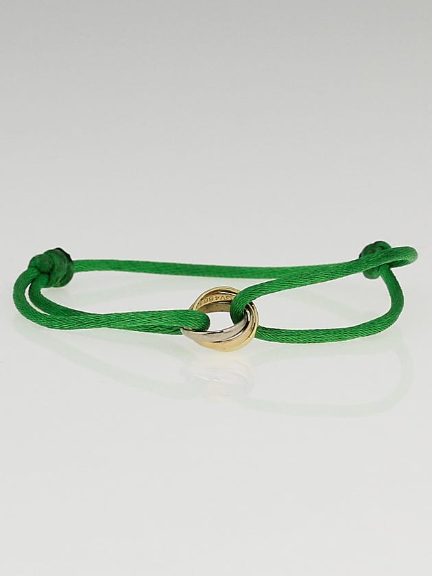 Cartier Green Silk Cord and 18k Gold Trinity Bracelet