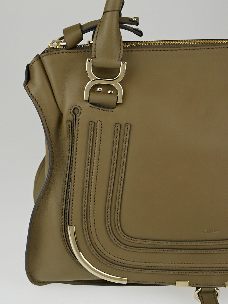 Chloe Pearl Grey Calfskin Leather Large Metal Marcie Bag - Yoogi's
