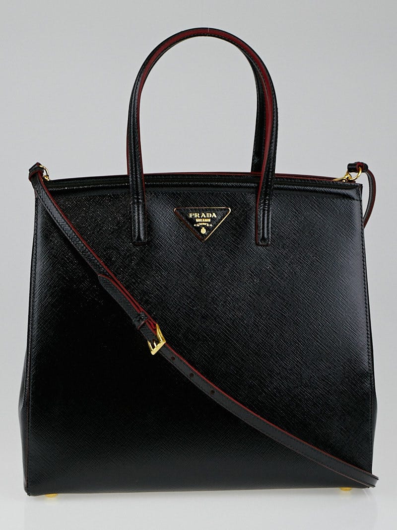 Prada Black Saffiano Vernice Leather Tote Bag BN2411 | Yoogi's Closet