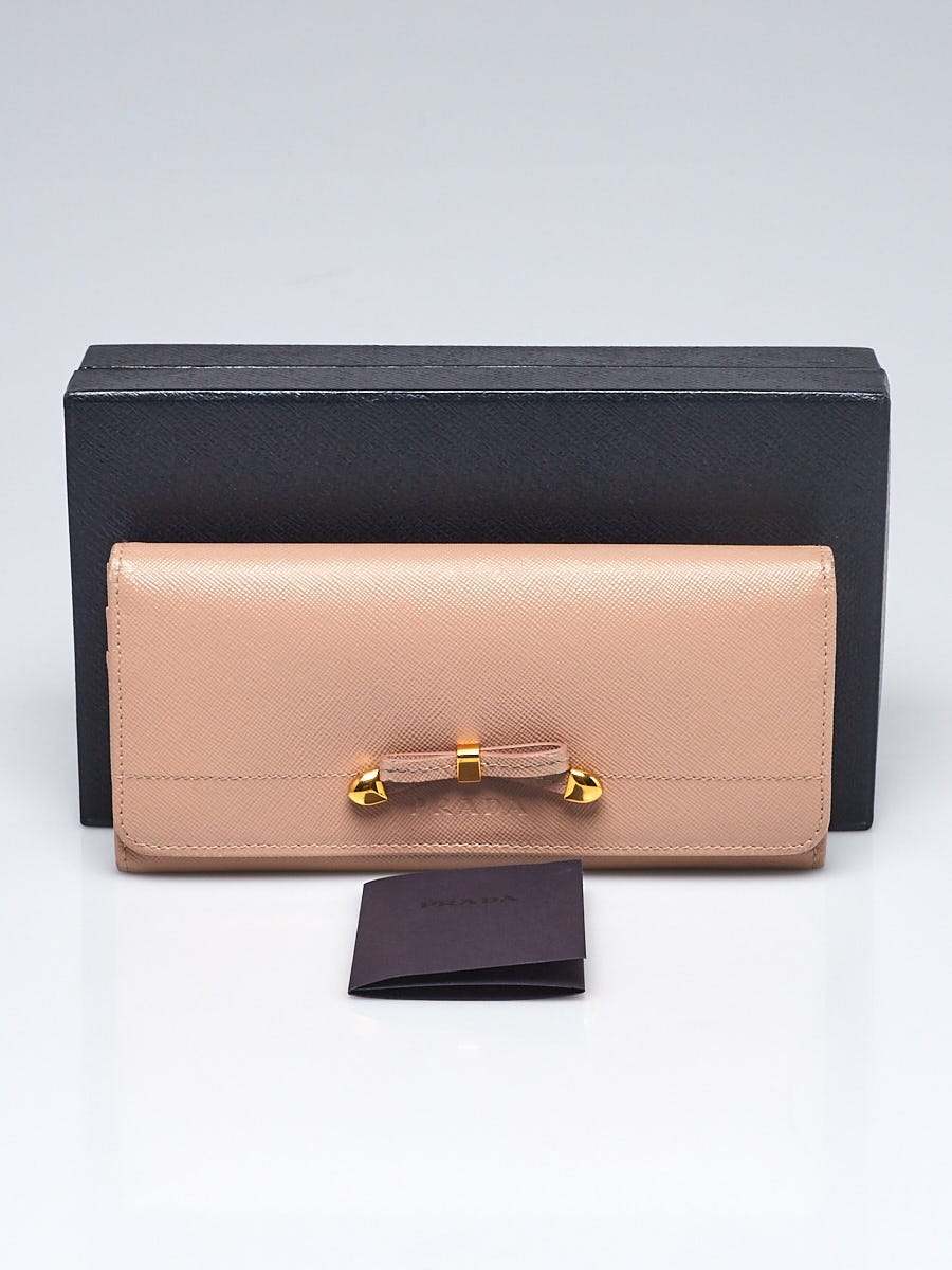 Prada Saffiano Leather Bow Continental Wallet – AMUSED Co