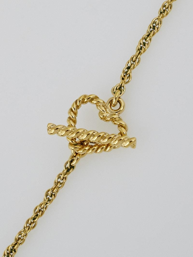 Louis Vuitton Necklace Sweet Heart Monogram Gold LV Logo Flower