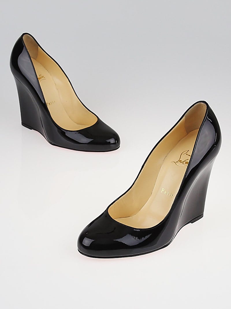 Christian Louboutin Black Patent Leather Ron Ron Zeppa 100