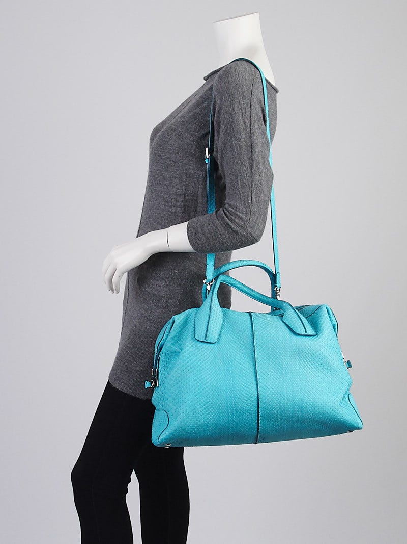 Tod's Turquoise Python D-Styling Medium Bauletto Bag | Yoogi's Closet