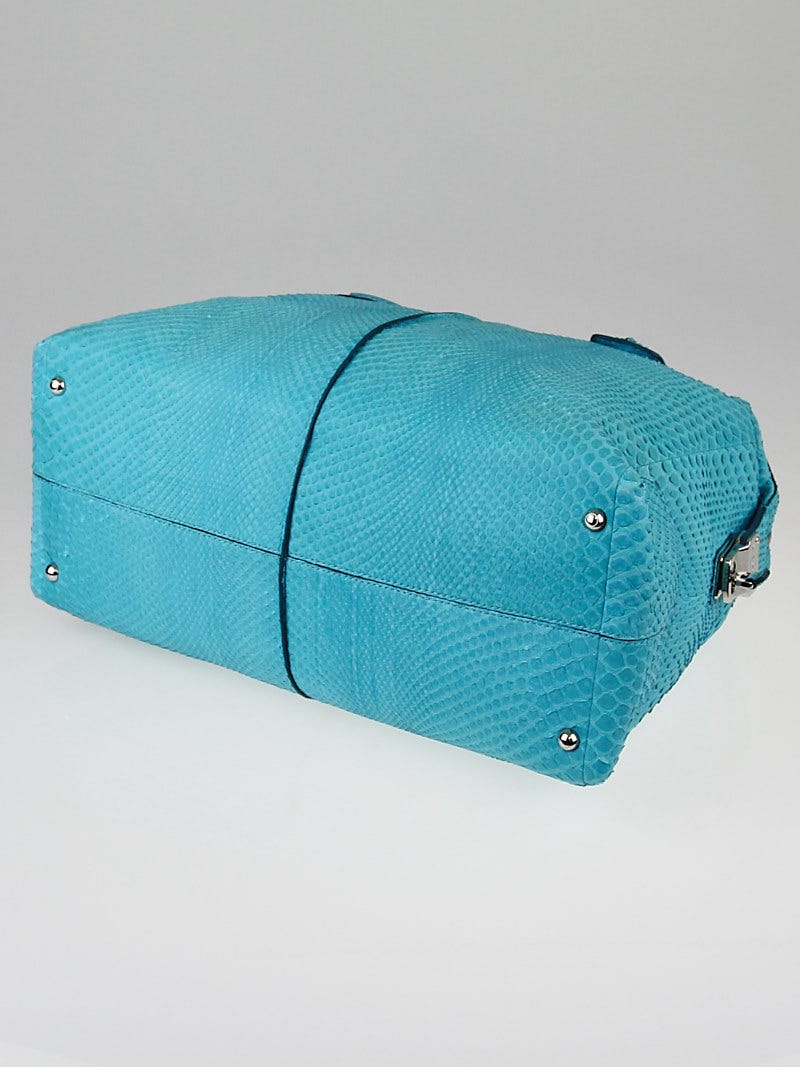 Tod’s Python One-Shoulder Bag Light Blue Tod's Turquoise Python D-Styling Medium Bauletto Bag | Yoogi's Closet