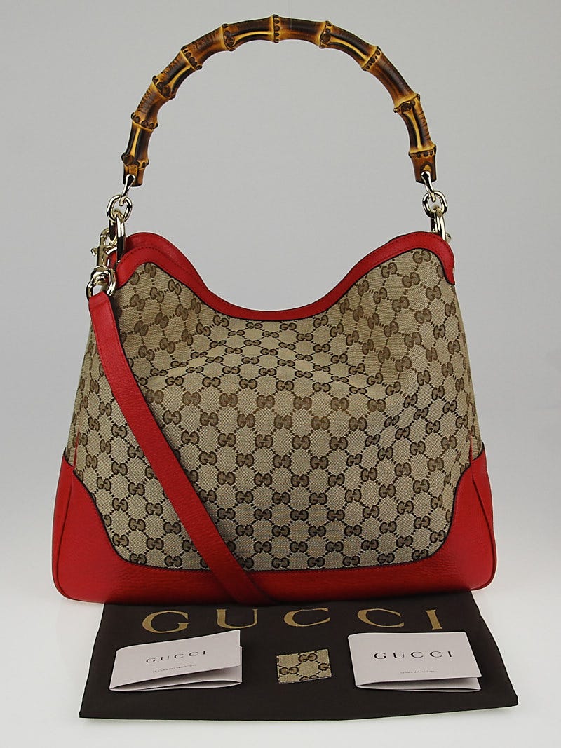 Gucci Shoulder Handbag Bamboo Diana GG Canvas 2Way