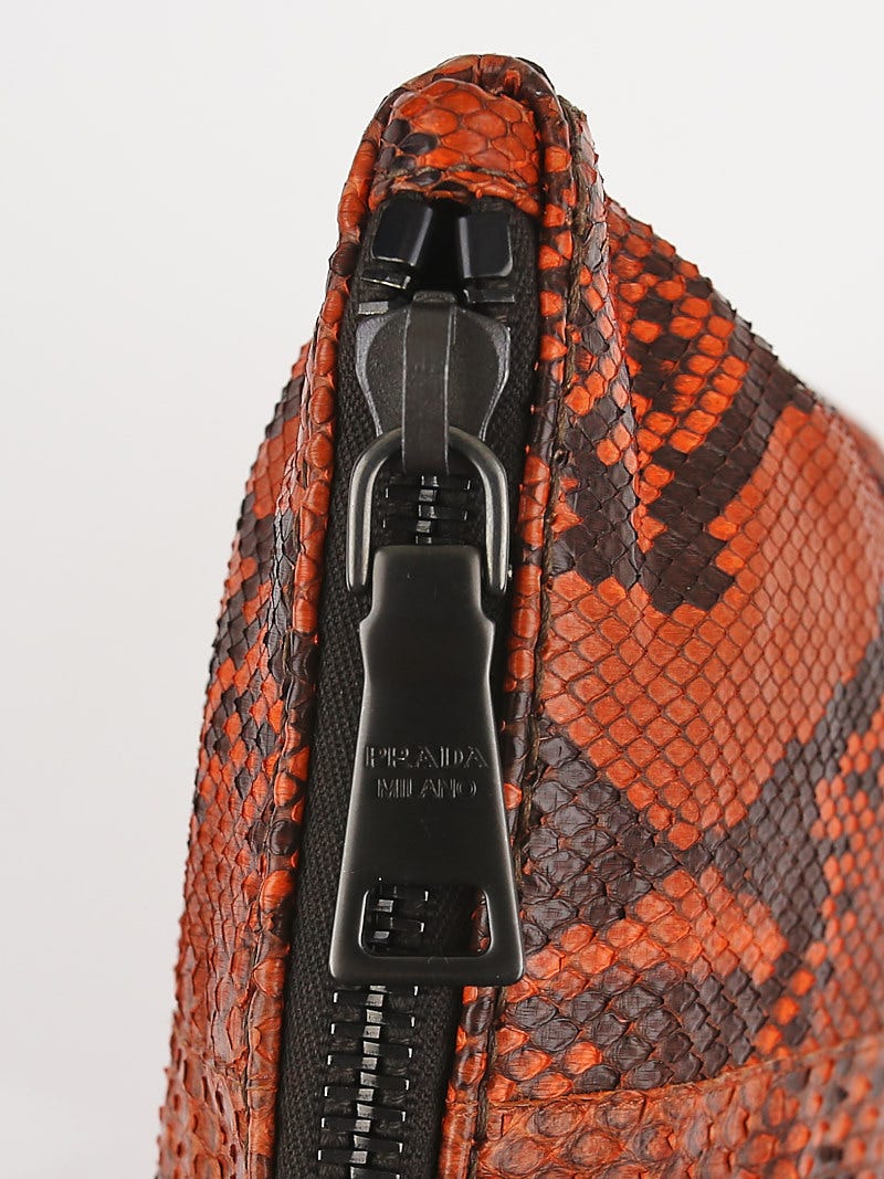 Prada Arancio Pitone Snakeskin Clutch Bag BP0363 | Yoogi's Closet