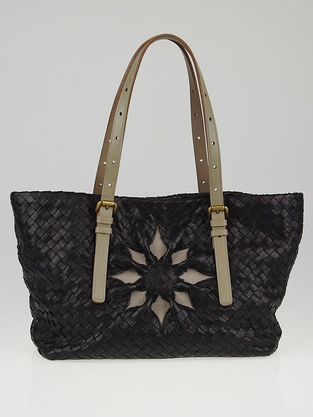 Bottega Veneta Black Intrecciato Woven Leather Marquise Mini Tote Bag