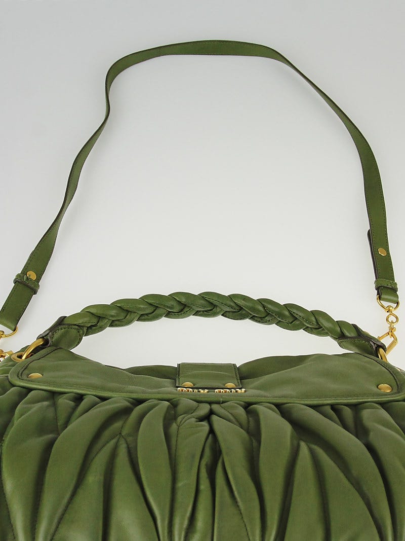 Miu Miu Matelasse Lux Nappa Leather Coffer Hobo Bag - Teal Green