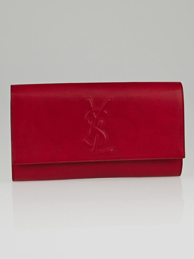 Yves Saint Laurent Red Calfskin Leather Belle du Jour Clutch Bag