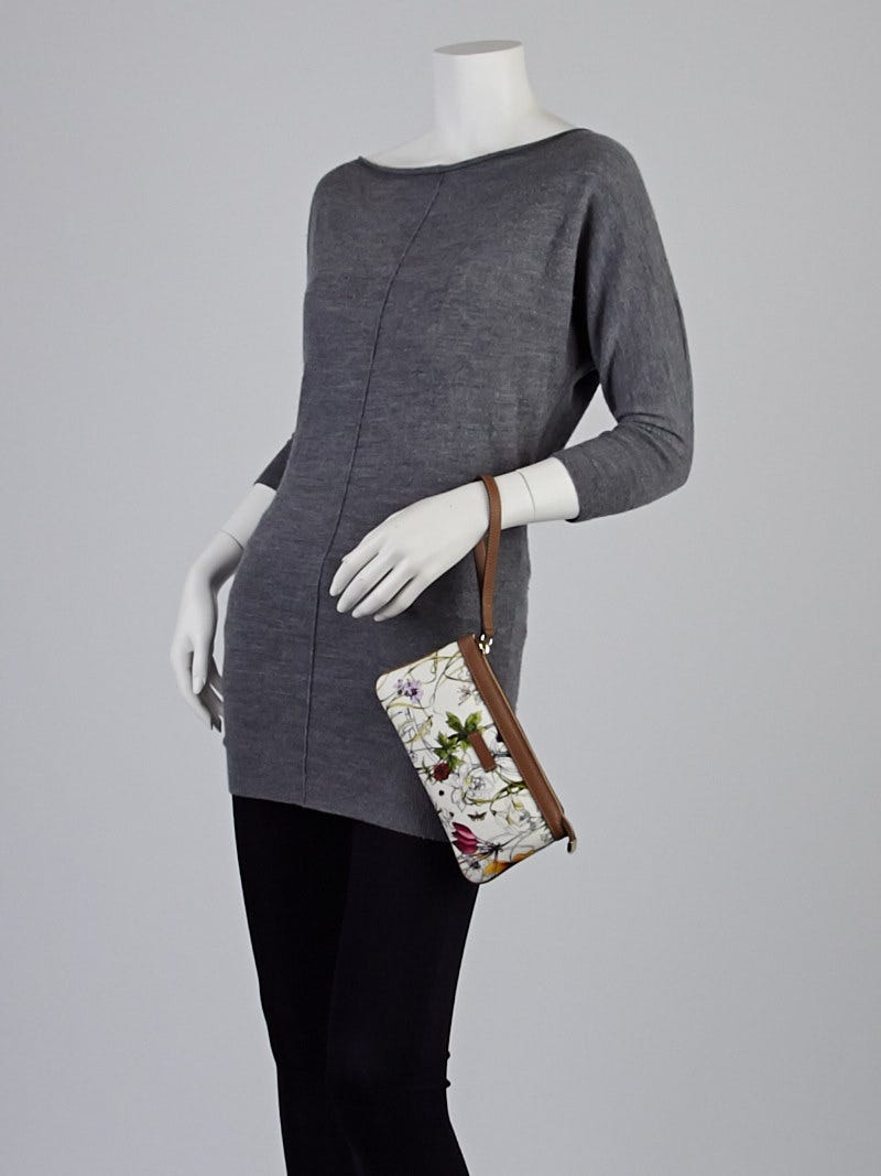 Gucci Infinity Flora Print Canvas Wristlet Pochette Bag