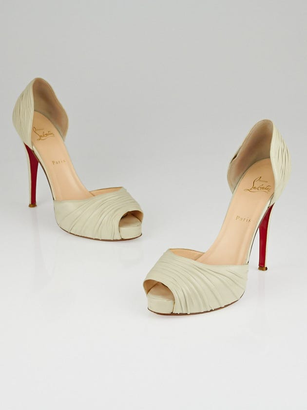 Christian Louboutin White Leather Turbella D'Orsay 120 Pumps Size 10.5/41