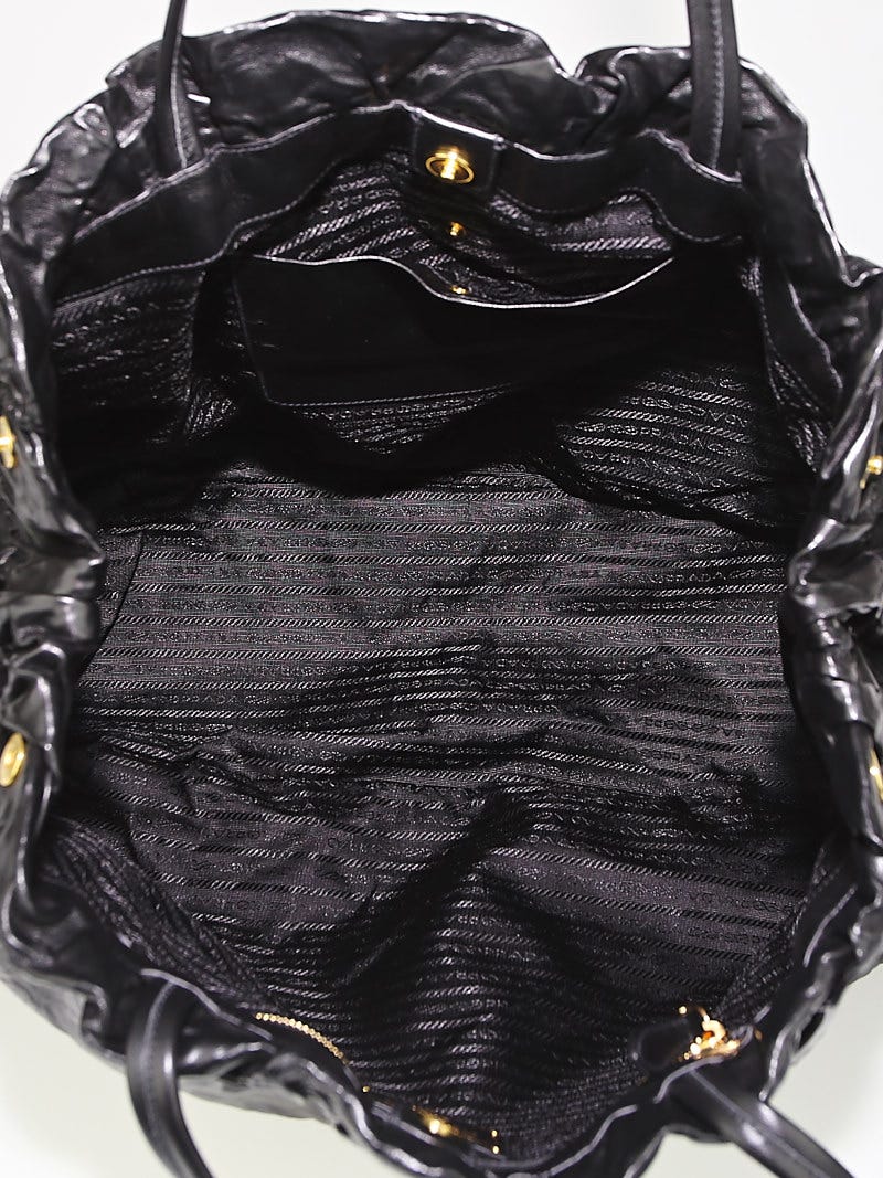 PRADA Classic Black Tessuto Nylon Metal Handle Hand Bag Vintage