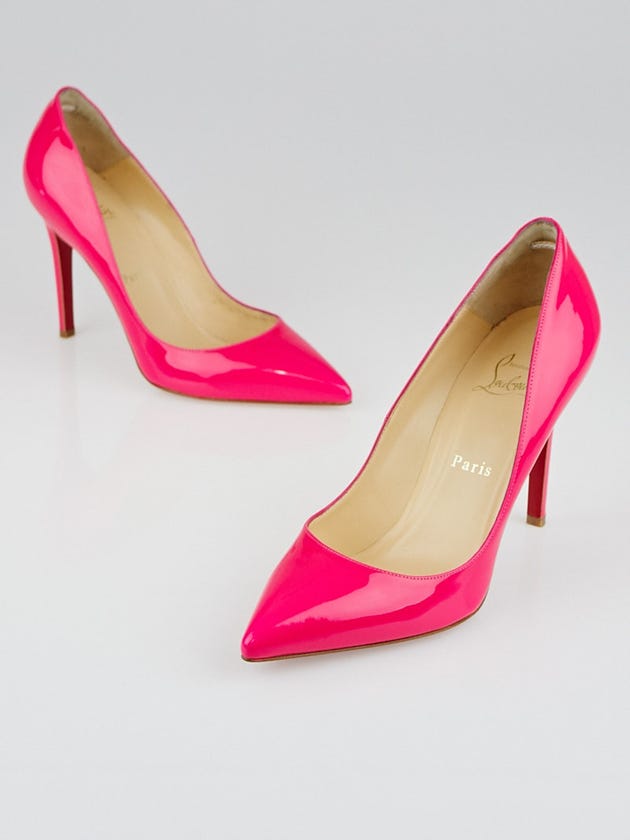 Christian Louboutin Rose Matador Patent Leather Pigalle 100 Fluo Chic Pumps Size 8/38.5