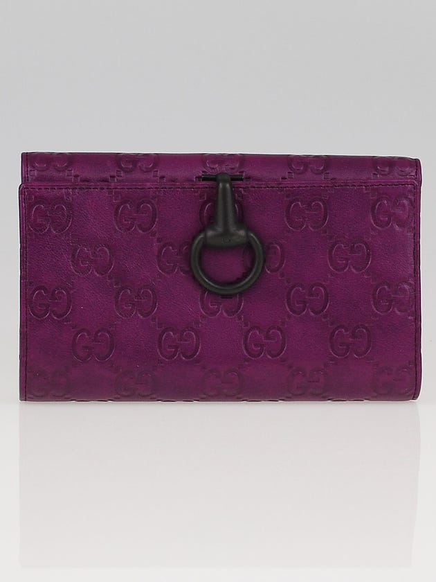 Gucci Purple Guccissima Leather Tri-Fold Horsebit Clip Wallet