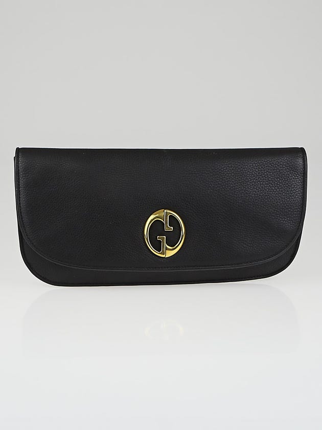 Gucci Black Leather 1973 Clutch Evening Bag