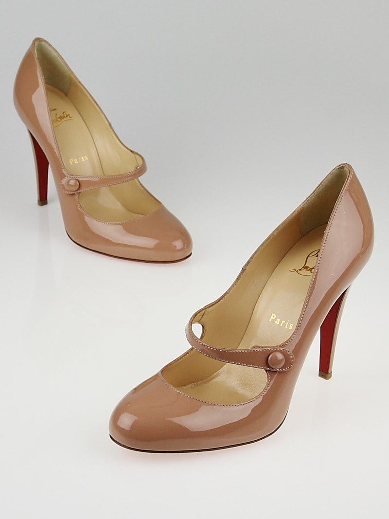 Christian Louboutin Nude Patent Leather Charleen 100 Pumps Size