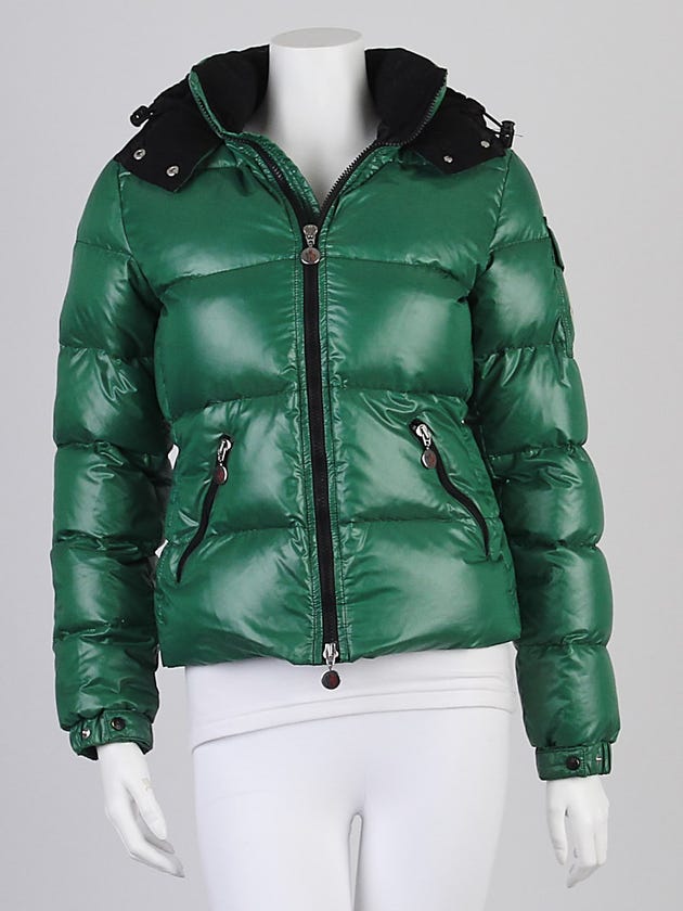 Moncler Green Quilted  Nylon Wool Down Jacket Size 0 / XS