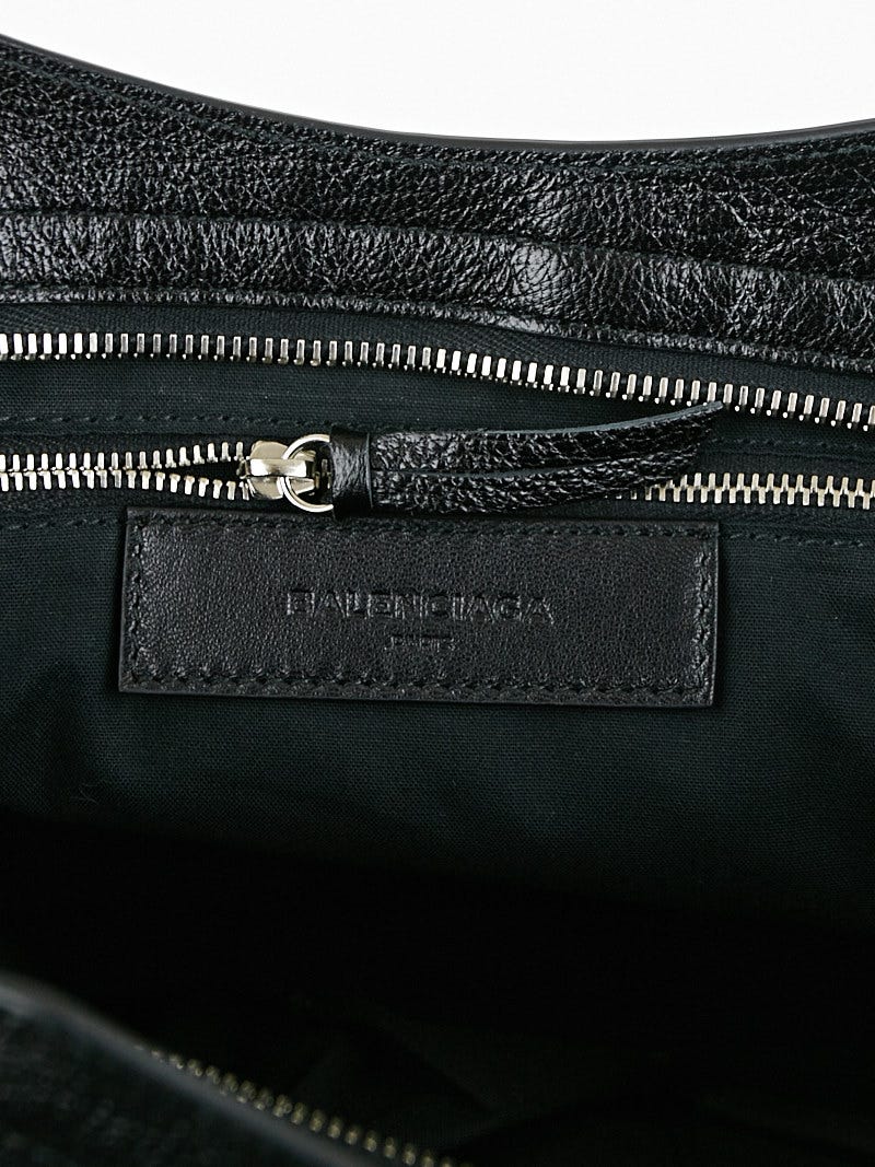 Balenciaga Black Grained Chevre Leather Metallic Edge