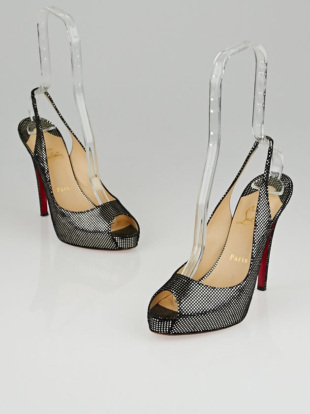 Christian Louboutin Pewter Suede No Prive 120 Slingback Pumps Size 8/38.5