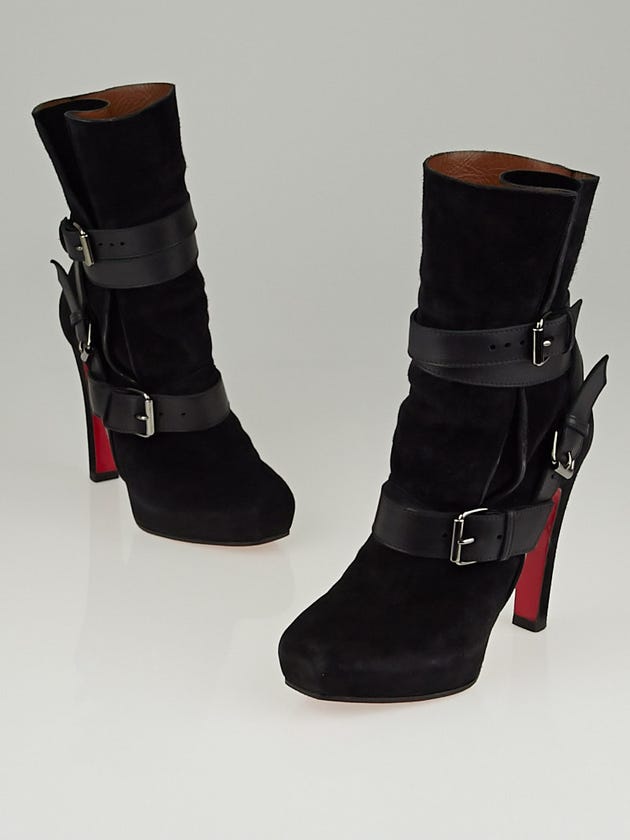 Christian Louboutin Black Suede Guerriere 120 Boots Size 8/38.5