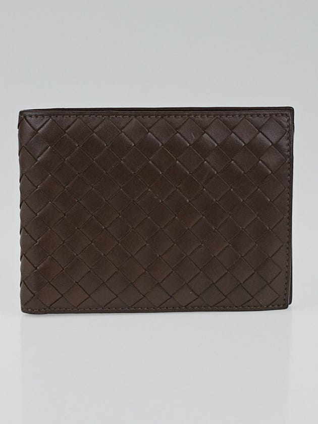Bottega Veneta Ebano Intrecciato Woven Calfskin Leather VN Bi-Fold Wallet