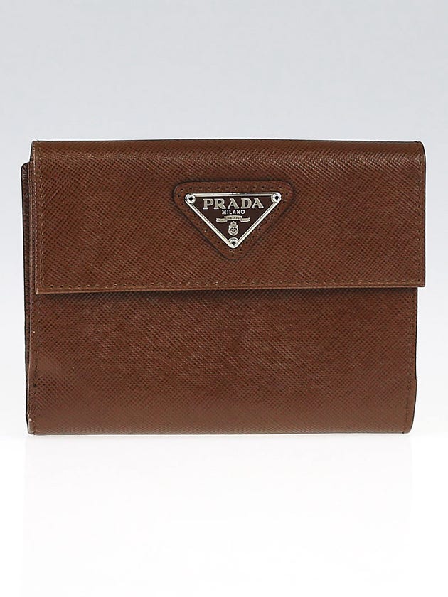 Prada Brown Saffiano Portafoglio Leather Wallet
