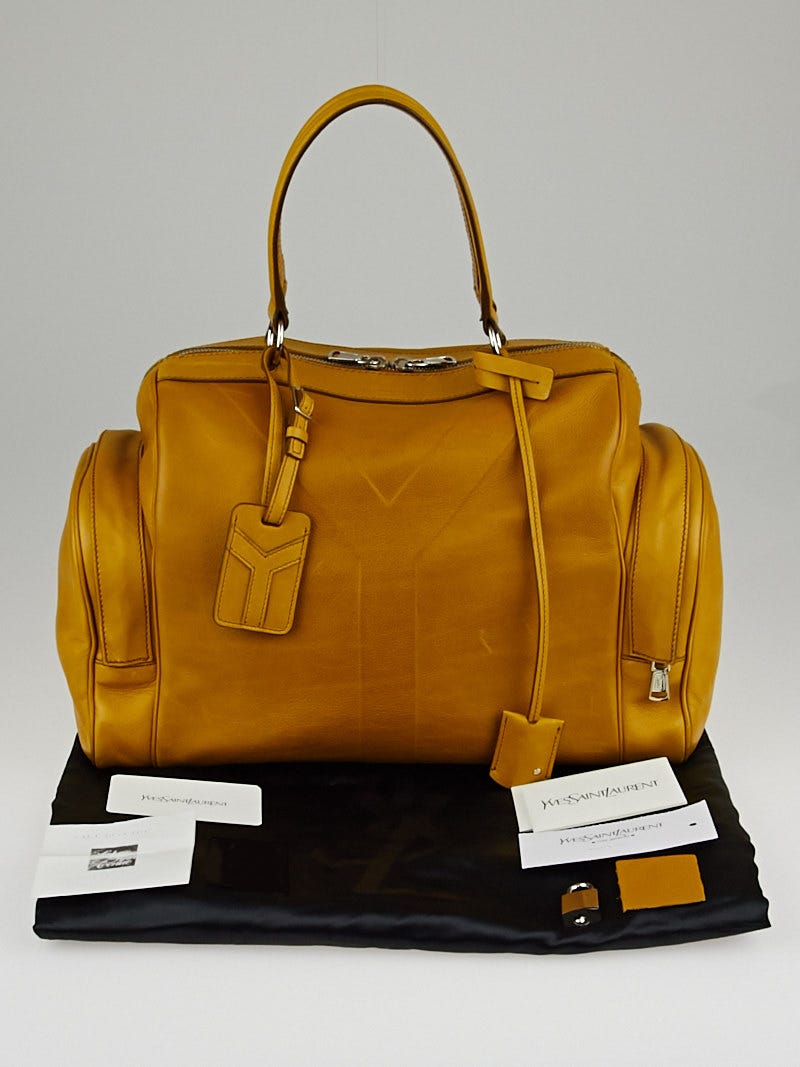 Yves Saint Laurent Mustard Calfskin Leather Vanity Bowler Bag