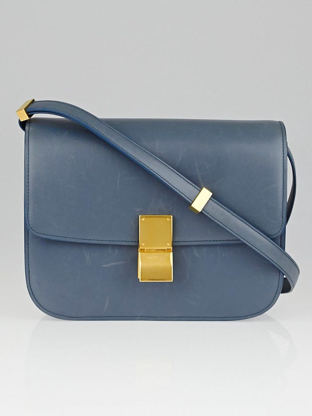Celine Slate Blue Calf Leather Medium Classic Box Bag 